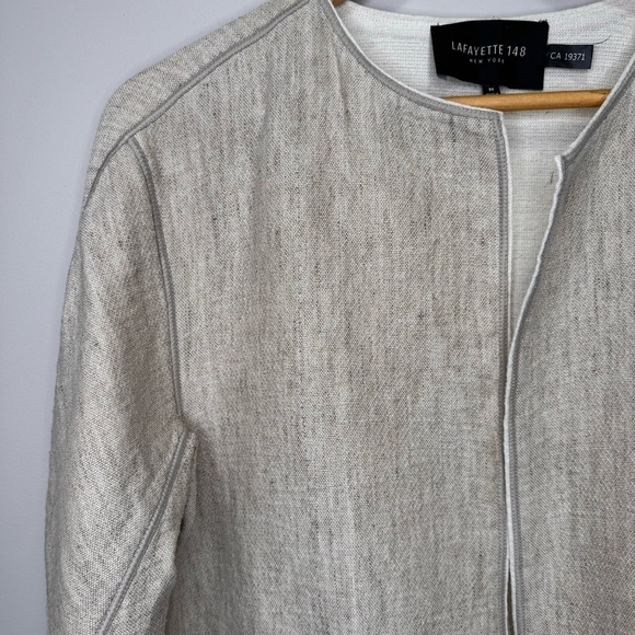 Lafayette 148 Cream Cotton Linen Blend BlazerJacket Size Medium - Picture 3 of 12
